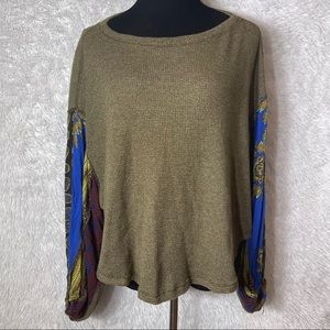 Free People Women’s Boho Green Blossom Thermal Long Sleeve Top
